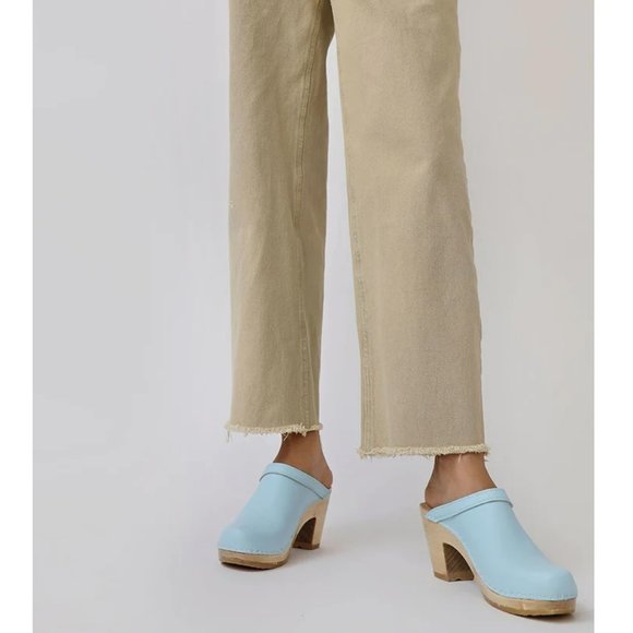 No. 6 Shoes - No.6 Old School Clog on High Heel in Light Blue